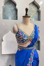 "ROYAL SAPPHIRE BLOOM DRAPE SAREE" image 2