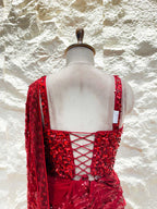 "CRIMSON SEQUIN ELEGANCE SAREE" image 4