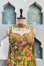 "MEHENDI GREEN FLORAL SHARARA" image 1