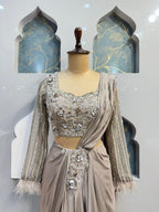 "MODERN ELEGANCE EMBROIDERED DRAPE SAREE" image 1