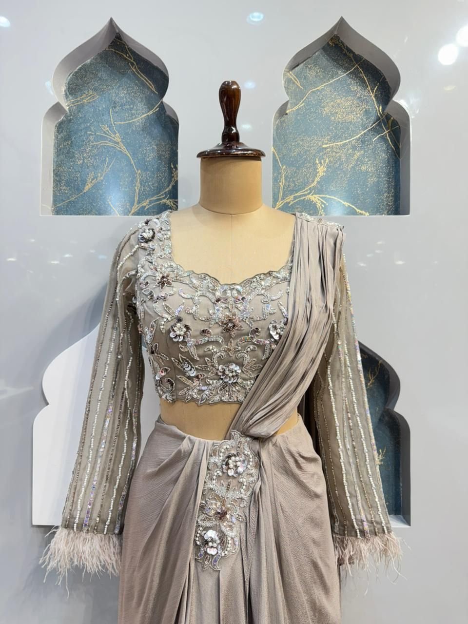 "MODERN ELEGANCE EMBROIDERED DRAPE SAREE" image 1