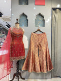 "CORAL EMBROIDERED SLEEVELESS SHARARA" image 0