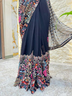 "NOIR GARDEN EMBROIDERED DESIGNER SAREE" image 3