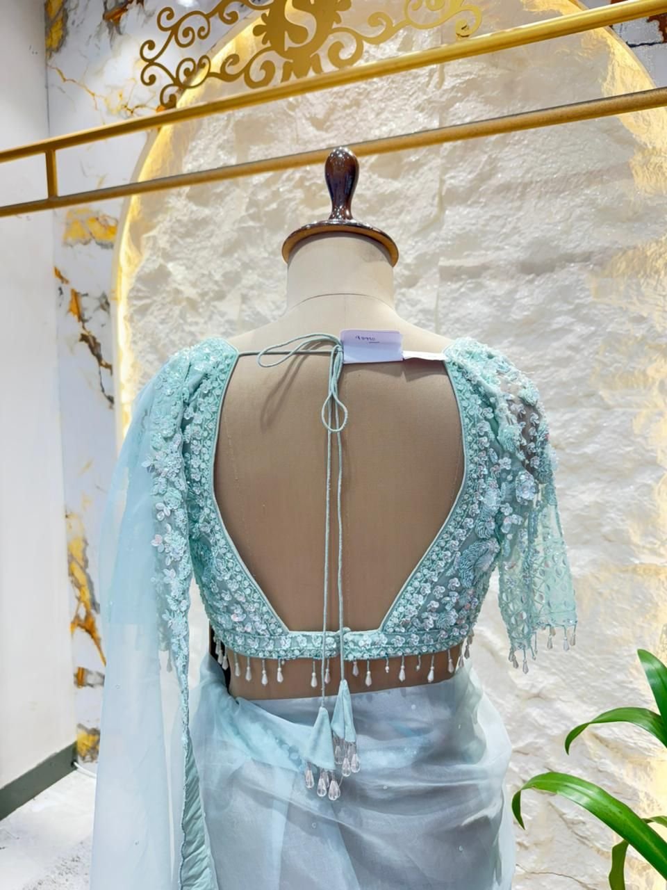 "CELESTIAL AQUA DESIGNER SAREE" image 4