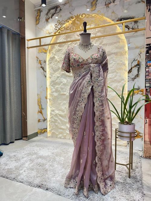 "MAYUVE ROYALE EMBROIDERED DESIGNER SAREE" image 0