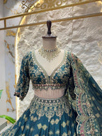 "REGAL TEA GREEN LEHENGA" image 1