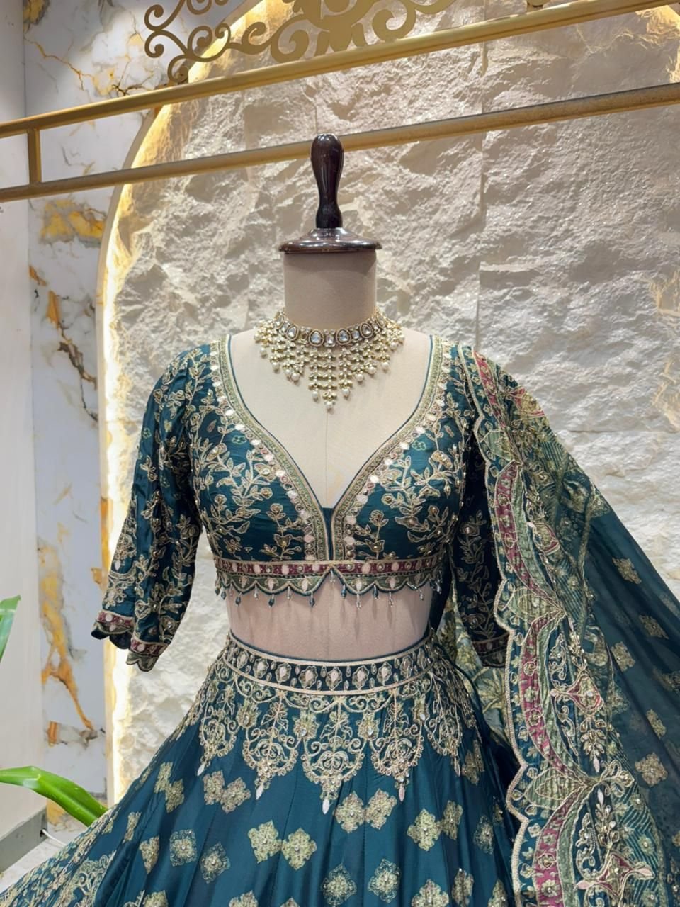 "REGAL TEA GREEN LEHENGA" image 1