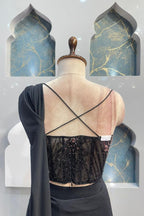 "BLACK ROSE SEQUIN DRAPE SAREE" image 5