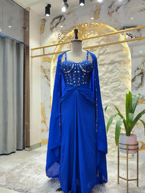 "ROYALE SAPPHIRE MIRROR WORK INDO- WESTERN"SDS image 0