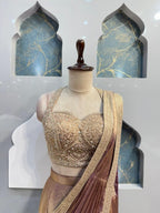 "ROSE GOLD LUXE DRAPE SAREE" image 1