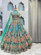 "ROYAL TURQUOISE HERITAGE LEHENGA" image 4