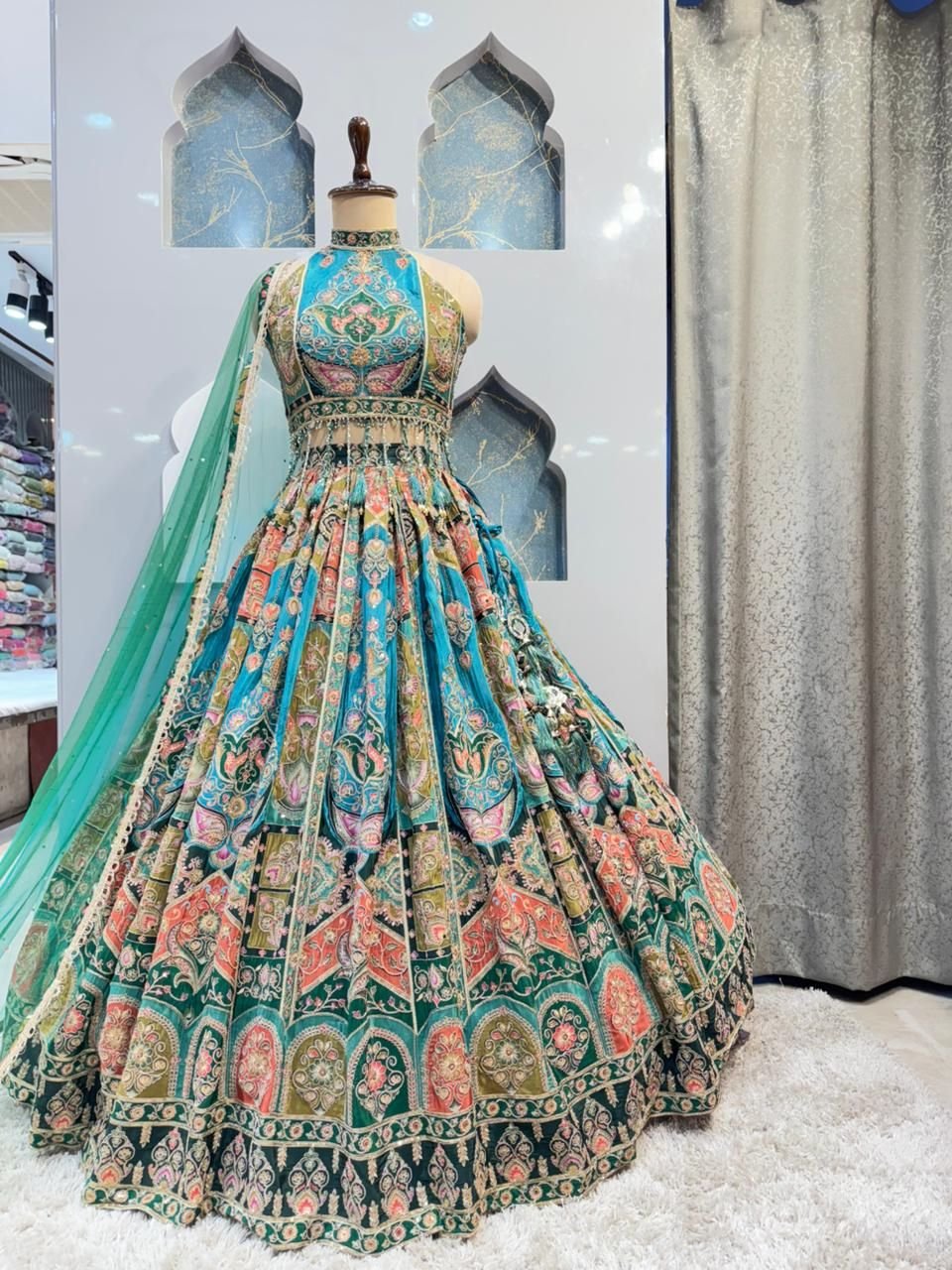 "ROYAL TURQUOISE HERITAGE LEHENGA" image 4