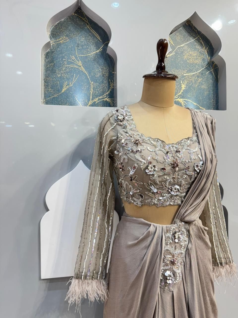 "MODERN ELEGANCE EMBROIDERED DRAPE SAREE" image 2