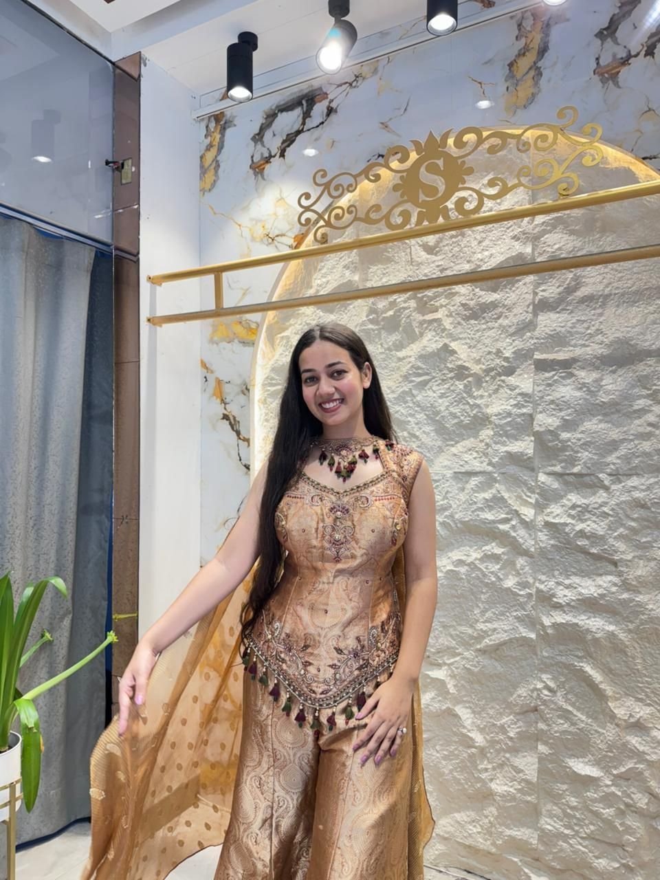 "GOLDEN MIRAGE EMBROIDERED SHARARA" image 3