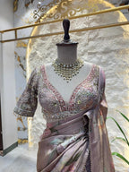 "BLUSH BLOSSOM TISSUE SAREE" image 1