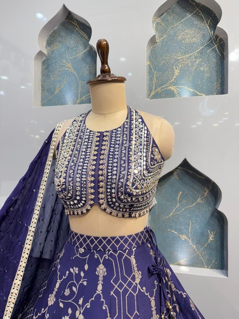 "ROYAL BLUE EMBROIDERED LEHENGA" image 2