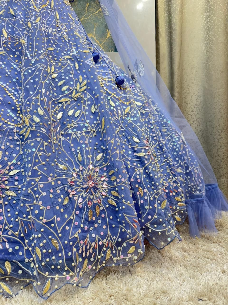 "MOONLIGHT LAVENDER COUTURE LEHENGA" image 3