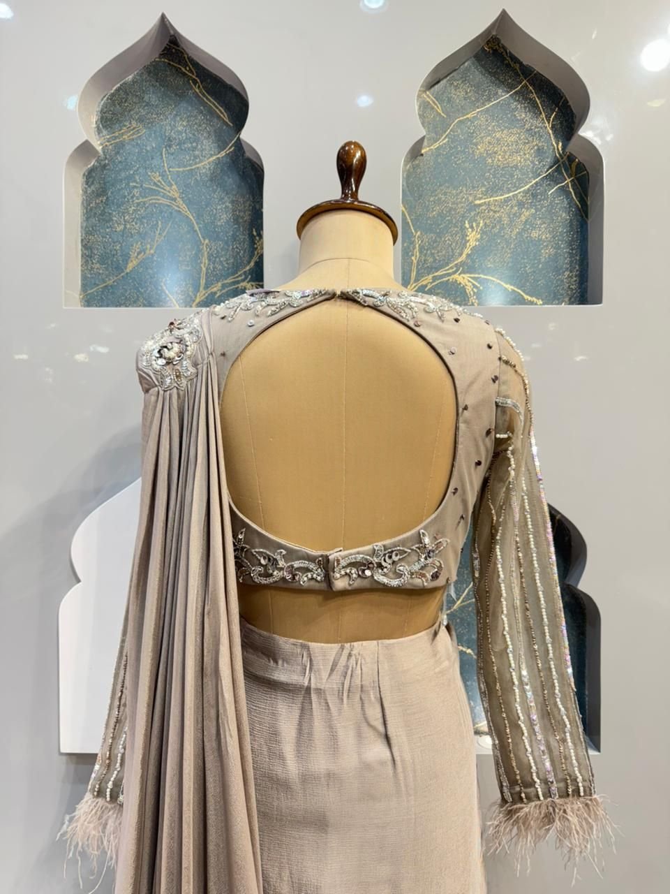 "MODERN ELEGANCE EMBROIDERED DRAPE SAREE" image 4