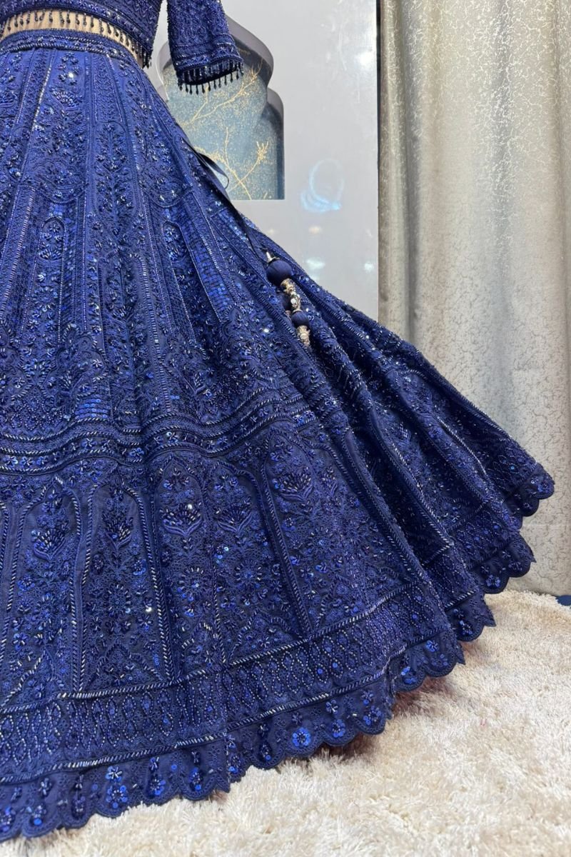 "MIDNIGHT ROYALTY EMBROIDERED LEHENGA" image 3