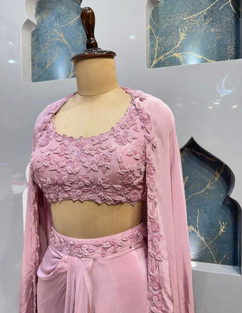 "BLUSH PINK DRAPED INDO WESTERN" image 3