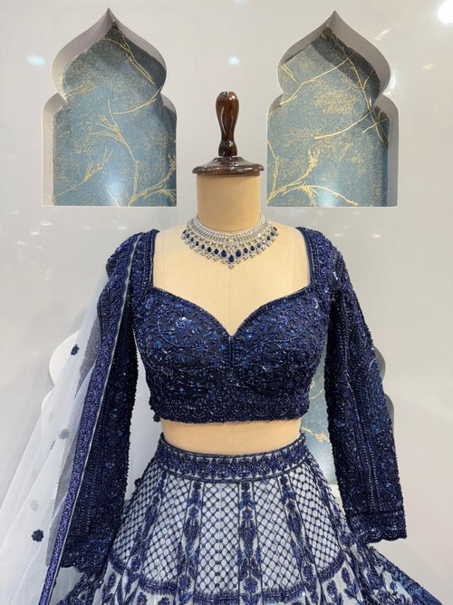"MIDNIGHT ROYALE EMBROIDERED LEHENGA" image 1