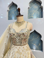 "IVORY MIRROR EMBELLISHED LEHENGA" image 2
