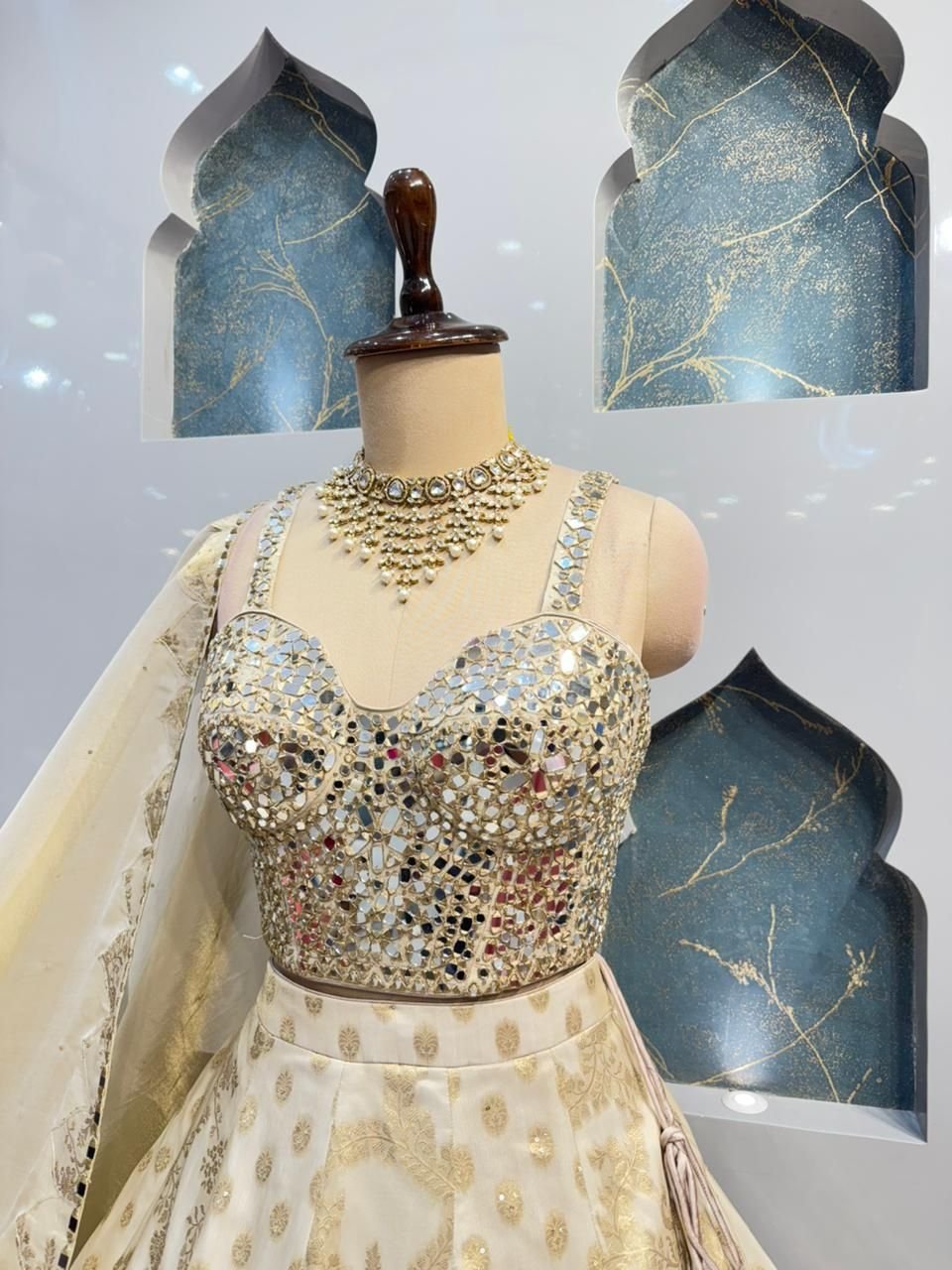 "IVORY MIRROR EMBELLISHED LEHENGA" image 2