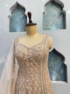 "CHAMPAGNE BEIGE EMBELLISHED SHARARA" image 2