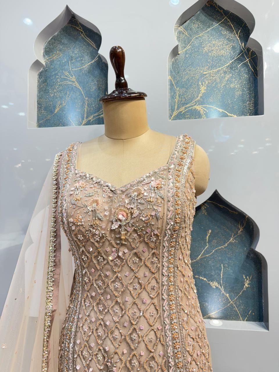 "CHAMPAGNE BEIGE EMBELLISHED SHARARA" image 2