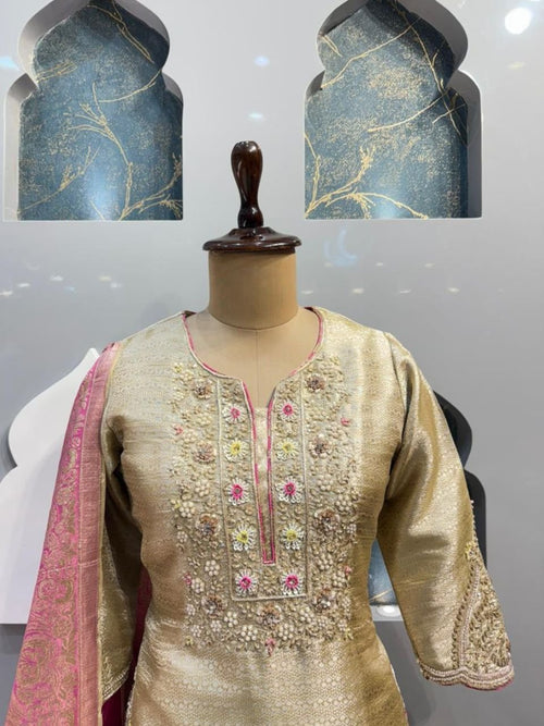 "ROYAL PINK BANARASI SHARARA" image 1