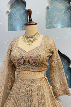 "GOLDEN BLUSH PEACOCK ROYALE LEHENGA" image 2