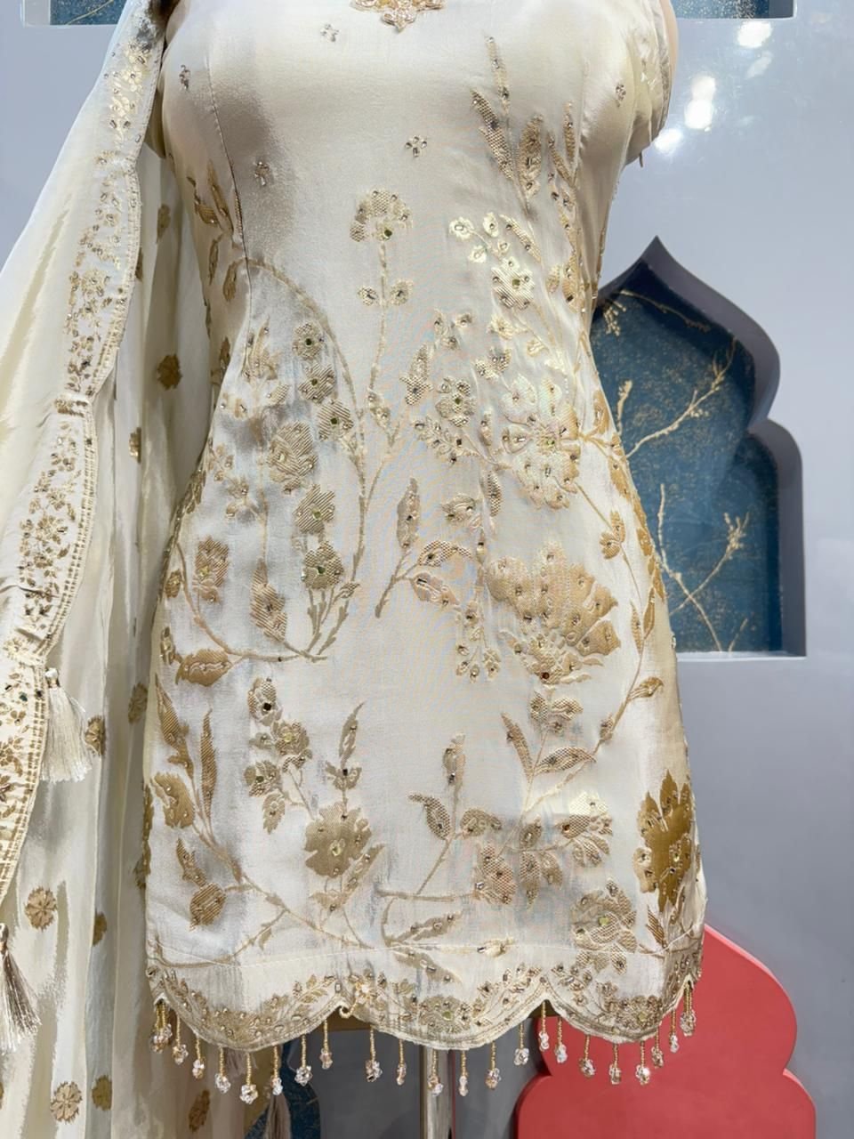 "IVORY ELEGANCE EMBROIDERED SHARARA" image 2