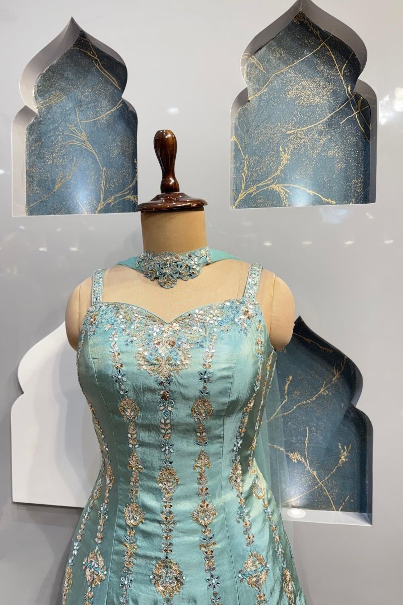 "AQUA NOOR EMBROIDERED SHARARA SET" image 2