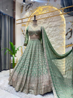 "MINT GREEN ROYAL EMBROIDERED LEHENGA" image 0