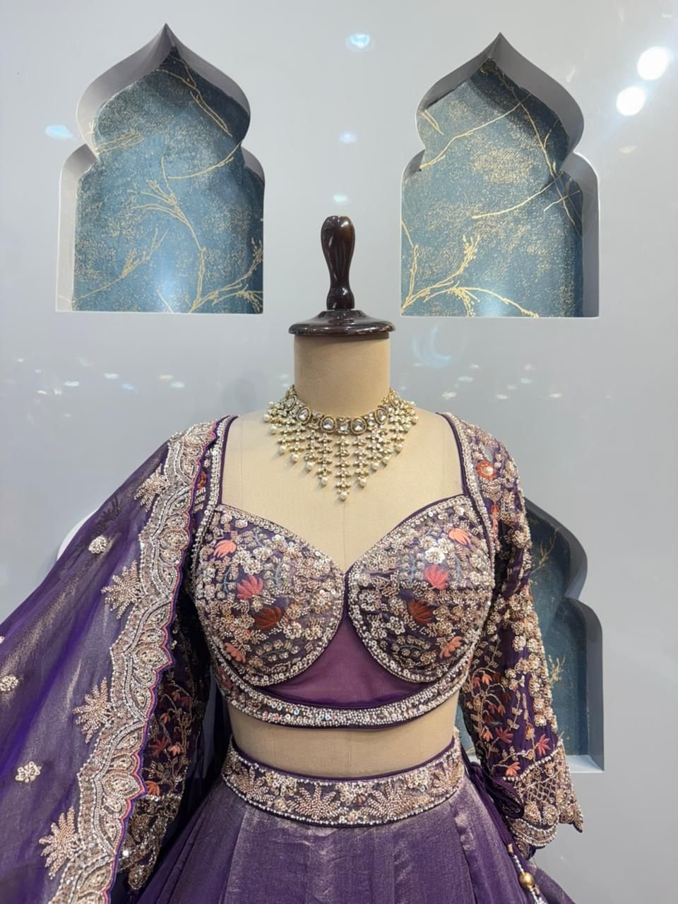 "ROYAL TWILIGHT GARDEN EMBROIDERED LEHENGA" image 1