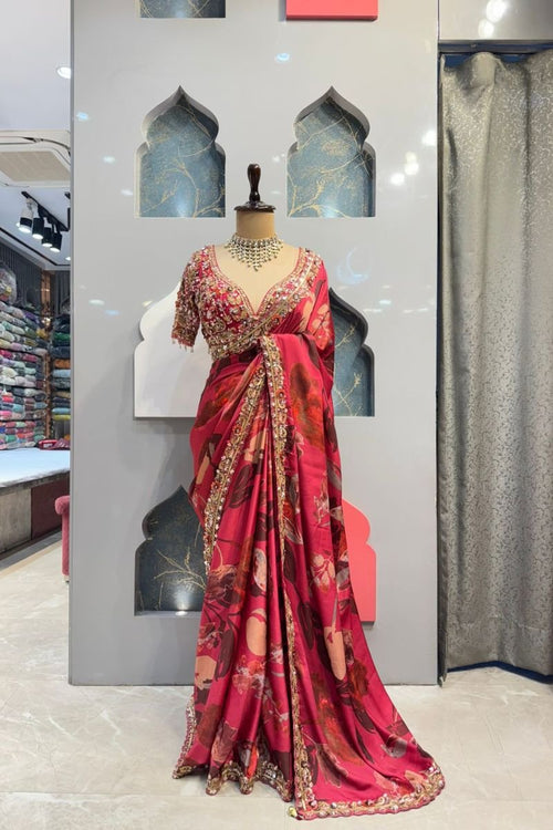 "ROSEWOOD FLORAL EMBELLISHED SAREE" image 0
