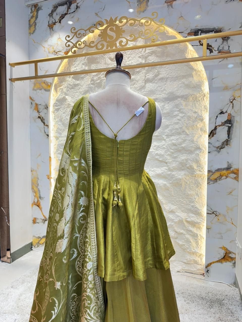 "OLIVE NOOR EMBROIDERED PEPLUM SHARARA" image 4