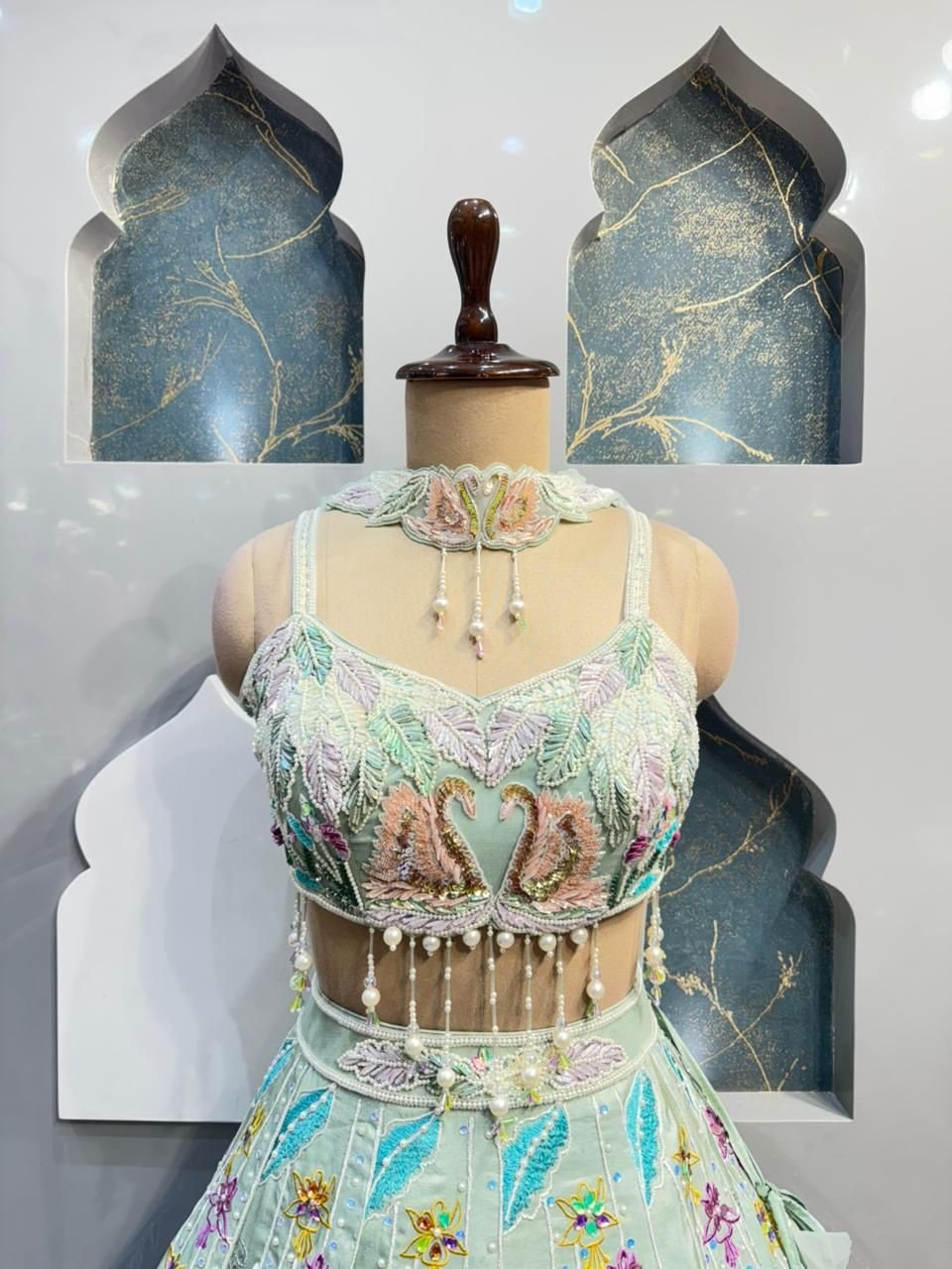 "MINT TO LAVENDER OMBRE LEHENGA" image 1