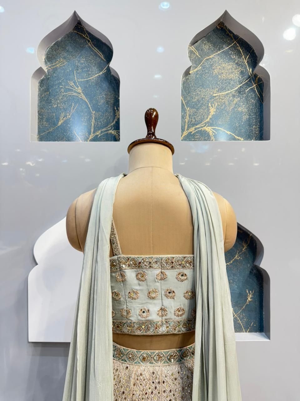 "IVORY & SAGE EMBROIDERED INDO-WESTERN" image 5