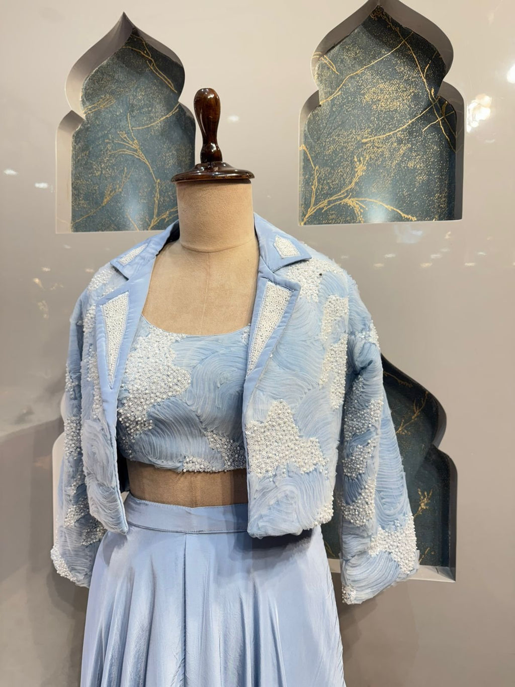 " SKY BLUE CONTEMPORARY INDO-WESTERN" image 3