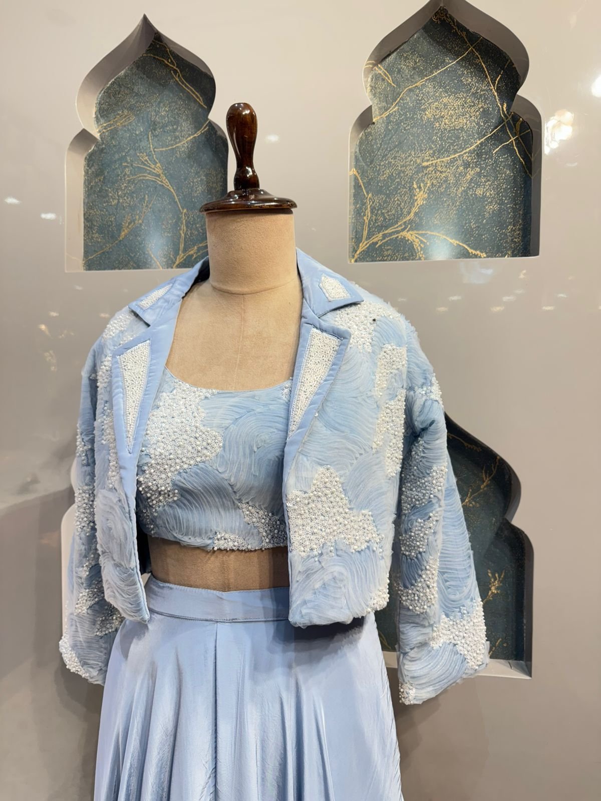 " SKY BLUE CONTEMPORARY INDO-WESTERN" image 3
