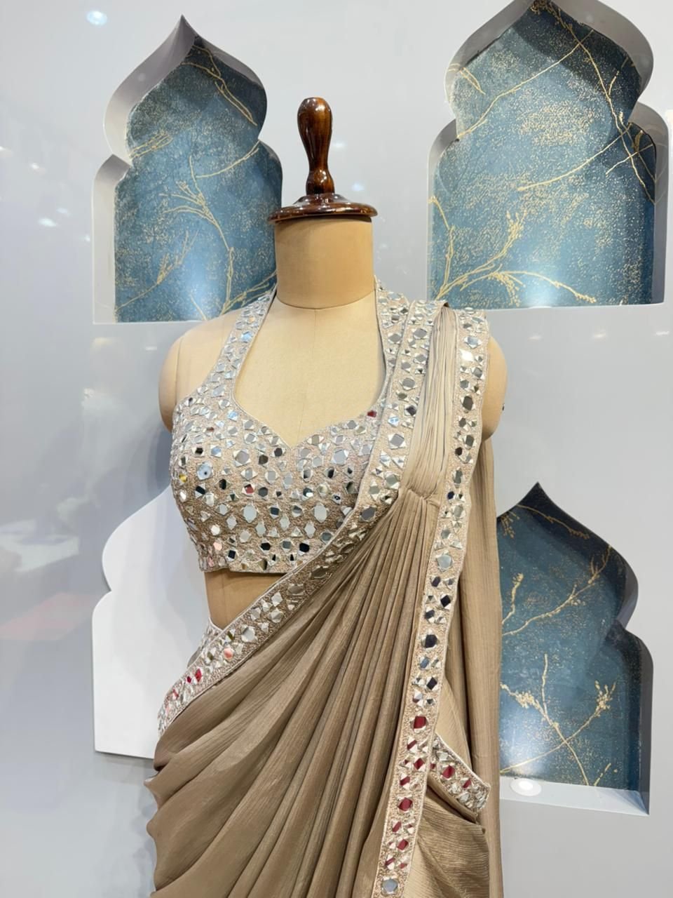 "MOONSTONE MIRROR DRAPE SAREE" image 2