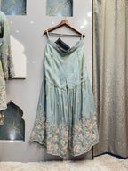 "MINT BLUE FLORAL EMBROIDERED SHARARA" image 2