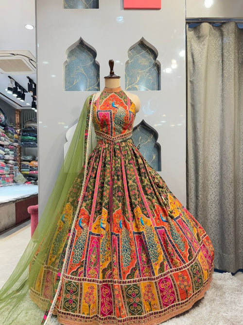 " RANG MAHAL PEACOCK EMBROIDERED LEHENGA" image 0