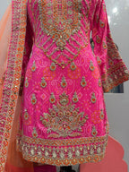 "GULNAAR PINK AND ORANGE FESTIVE SHARARA" image 3