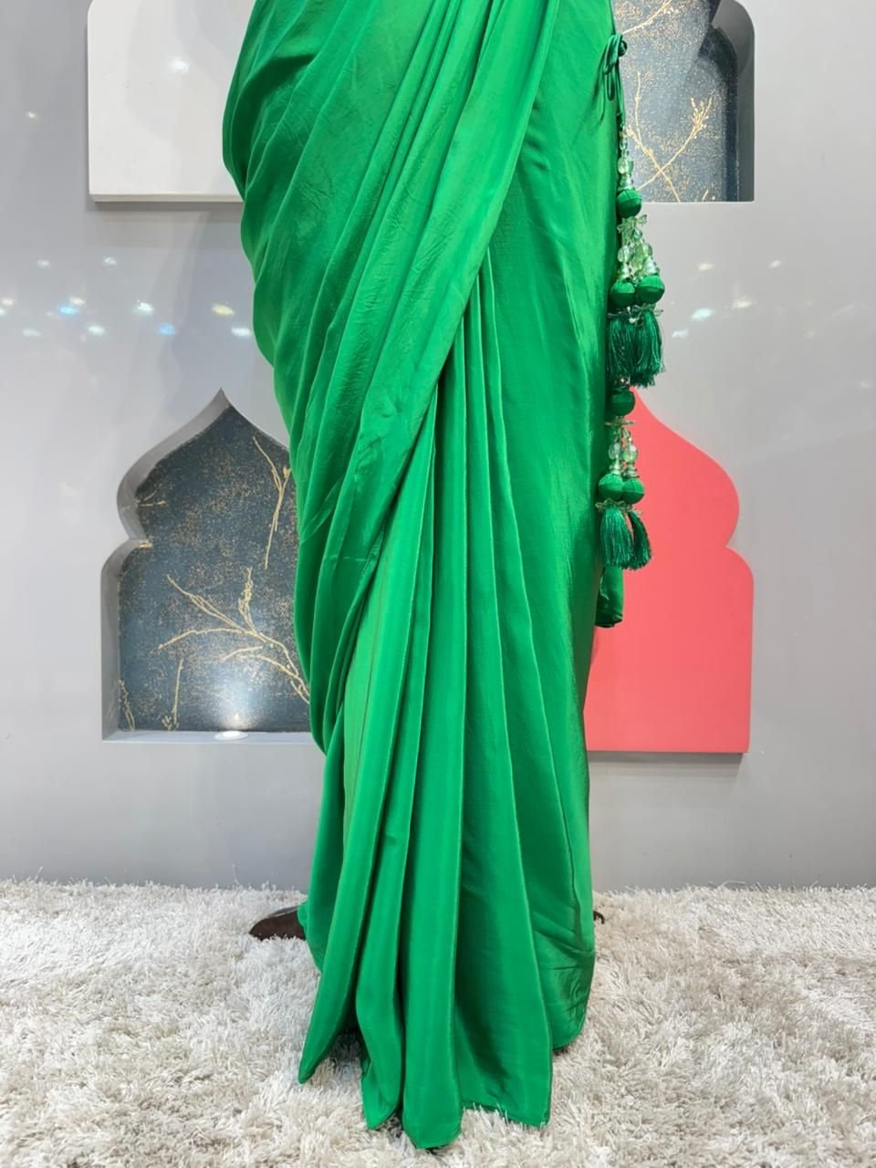 "EMERALD MIRROR MUSE DRAPE SAREE" image 3