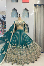 "TEAL ZARI ELEGANCE LEHENGA" image 0