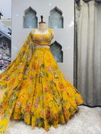 "SUNSHINE YELLOW FLORAL PRINTED LEHENGA" image 3