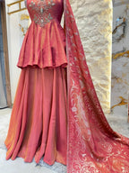 "ROSE GOLD AURA PEPLUM SHARARA" image 4