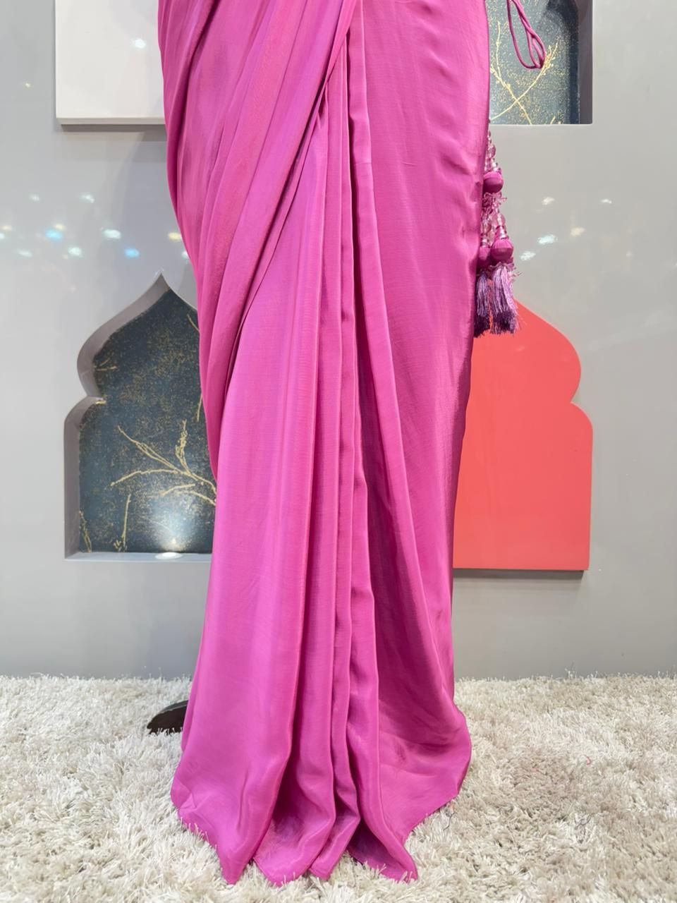 "FUCHSIA GLAM DRAPE SAREE" image 3